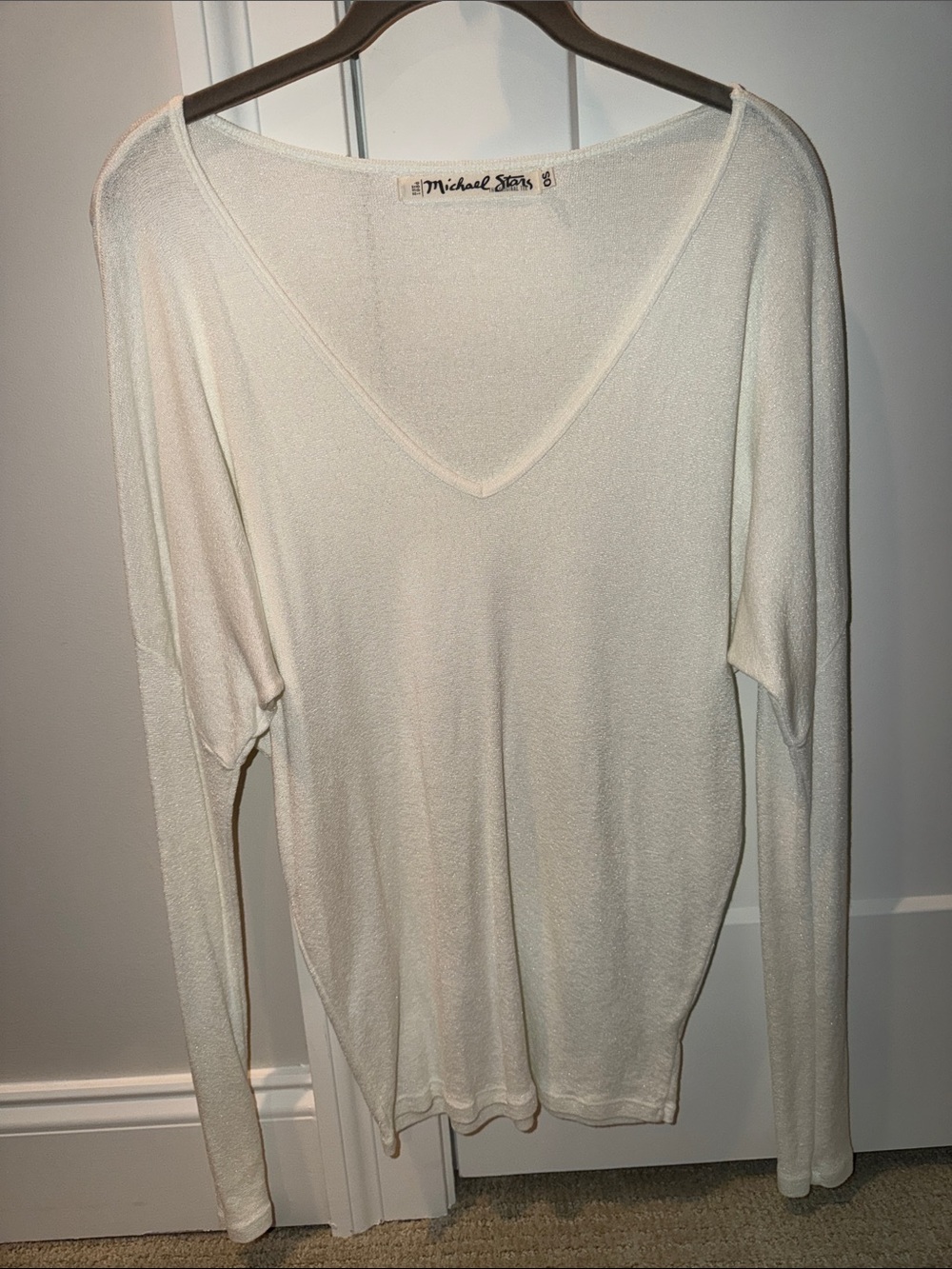 Michael Stars Ivory V-Neck Long Sleeve Top